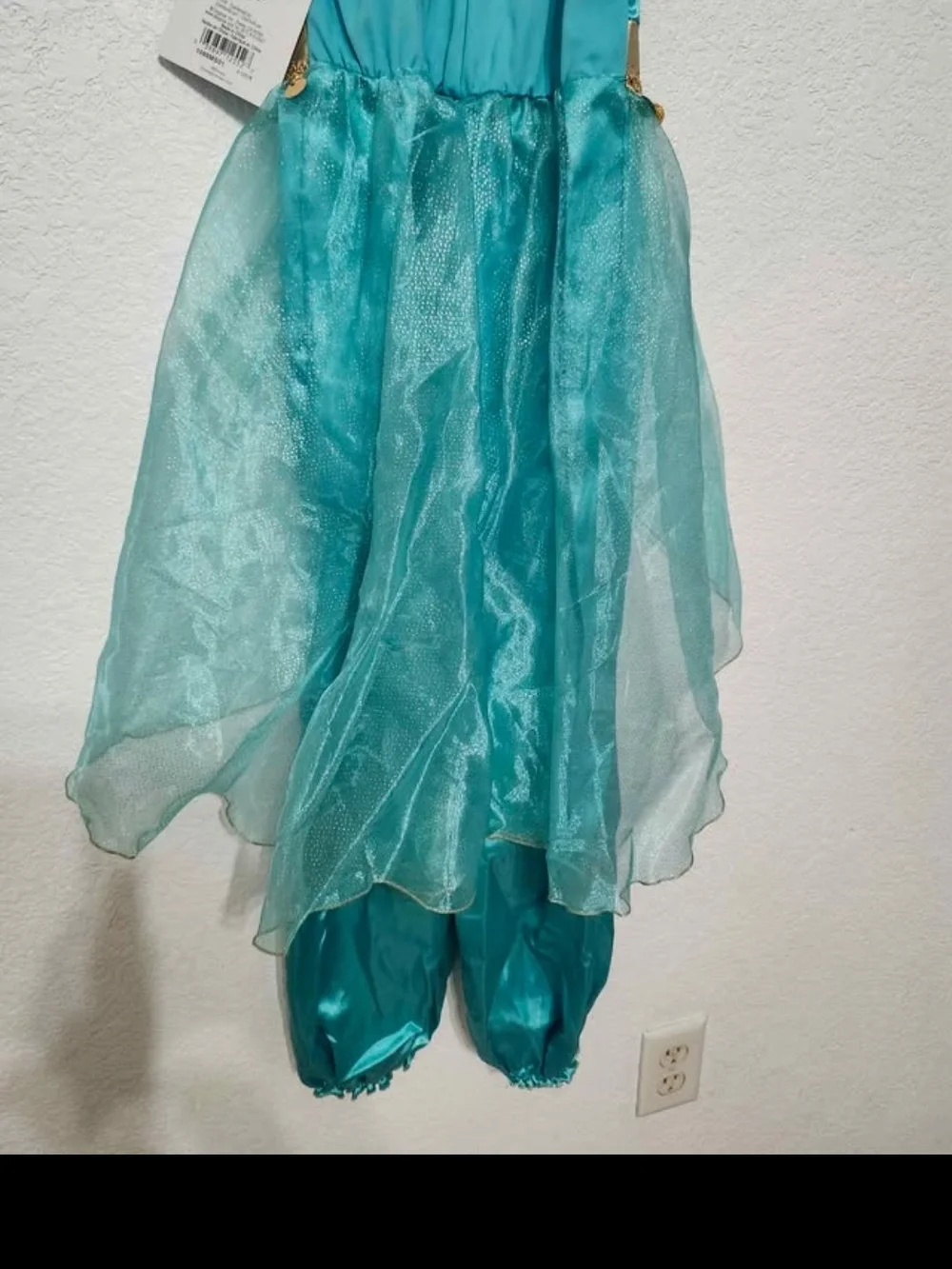 Disney Teal and Gold Girls Jasmin Princess Dress Size 7-8